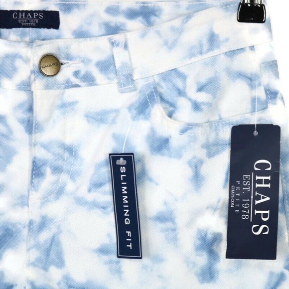 Chaps Capri Jeans Slimming Fit Blue White Tie Dye Petite 4 4P - Picture 7 of 12